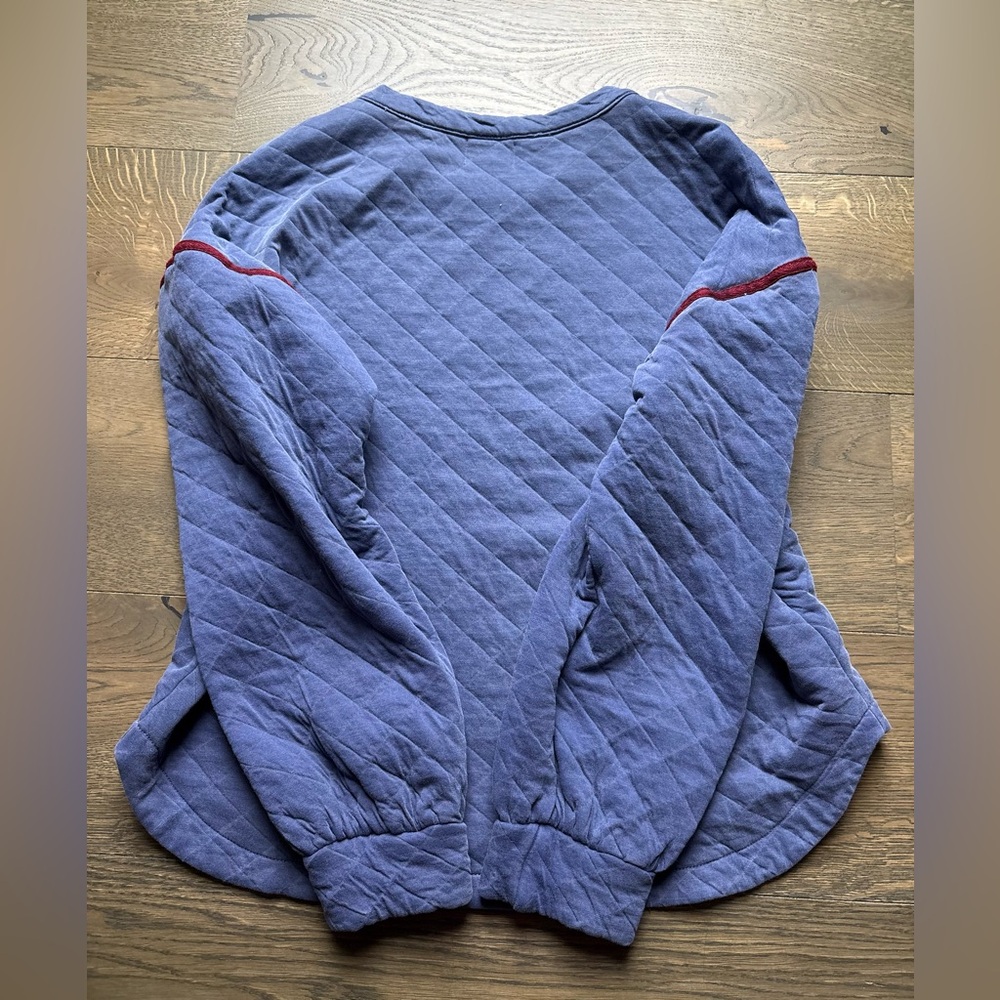 Sundry Quilted Cropped Sweatshirt Pullover In Pigment Moonlight Blue Size 1 - Picture 14 of 15
